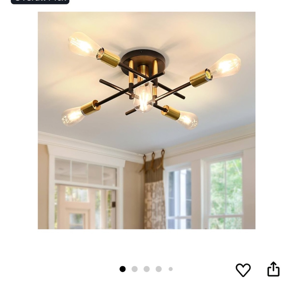 Modern Black and Gold Ceiling Light Fixture